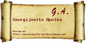 Georgijevits Apolka névjegykártya